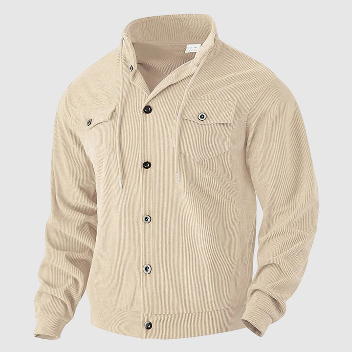 Elegant beige herr corduroyjacka. Mångsidig vardagsjacka som ytterplagg för alla säsonger.