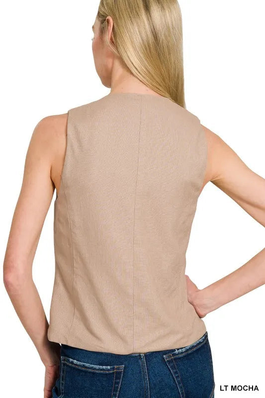 Elegant brun knäppt damväst som lyfter din stil, perfekt för alla säsonger.