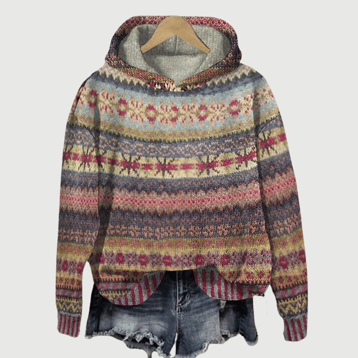Brun lång damhoodie, stilsäker & mysig för kalla vinterdagar. Bekväm vardagshuvtröja i avslappnad passform.