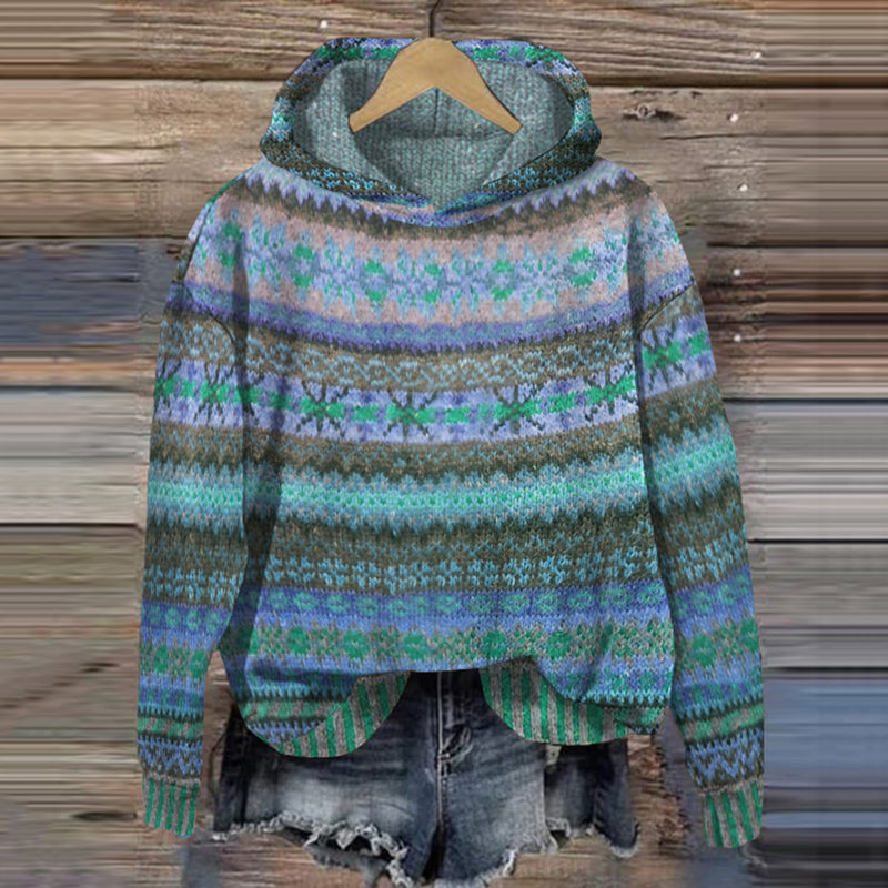 Blå lång damhoodie, mysig & bekväm för avslappnade stunder. Stilsäker huvtröja för kalla höst- & vinterdagar.