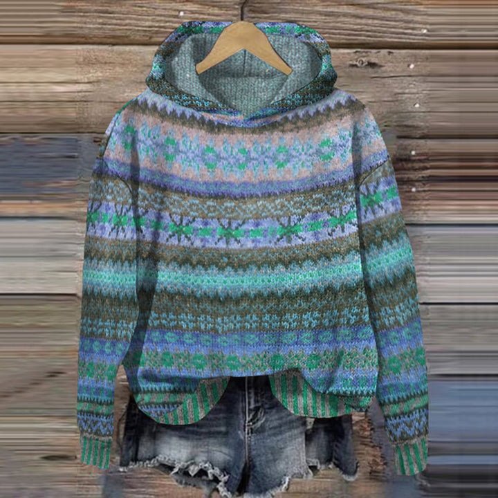 Blå lång damhoodie, mysig & bekväm för avslappnade stunder. Stilsäker huvtröja för kalla höst- & vinterdagar.