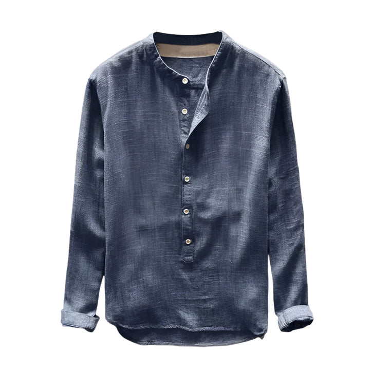 Brun linneskjorta för män, klassisk stil, perfekt för sommar och mångsidiga tillfällen