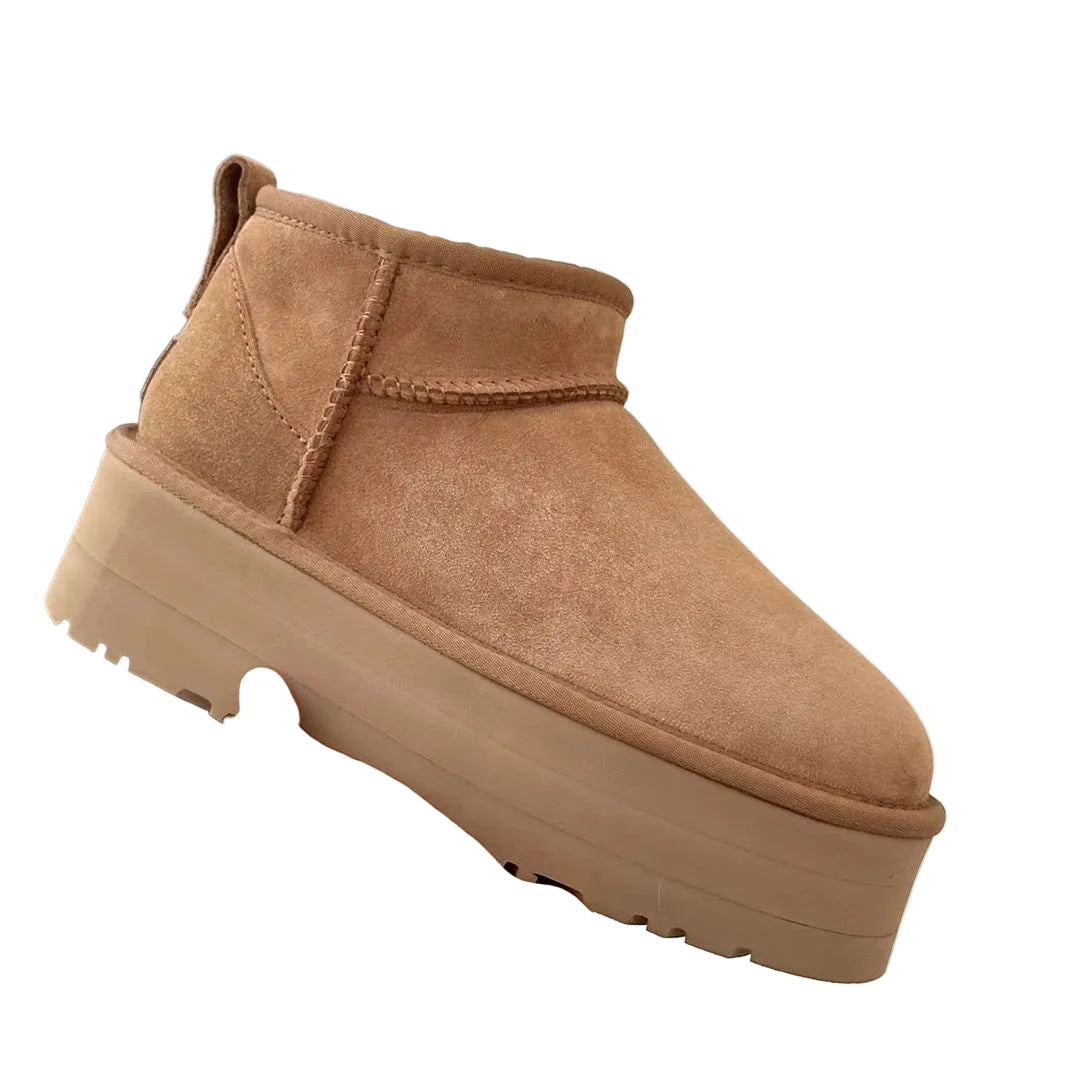 Bruna ankelstövlar med plattform för kvinnor. Varma & mysiga vinterskor, perfekta för höstens dammode.
