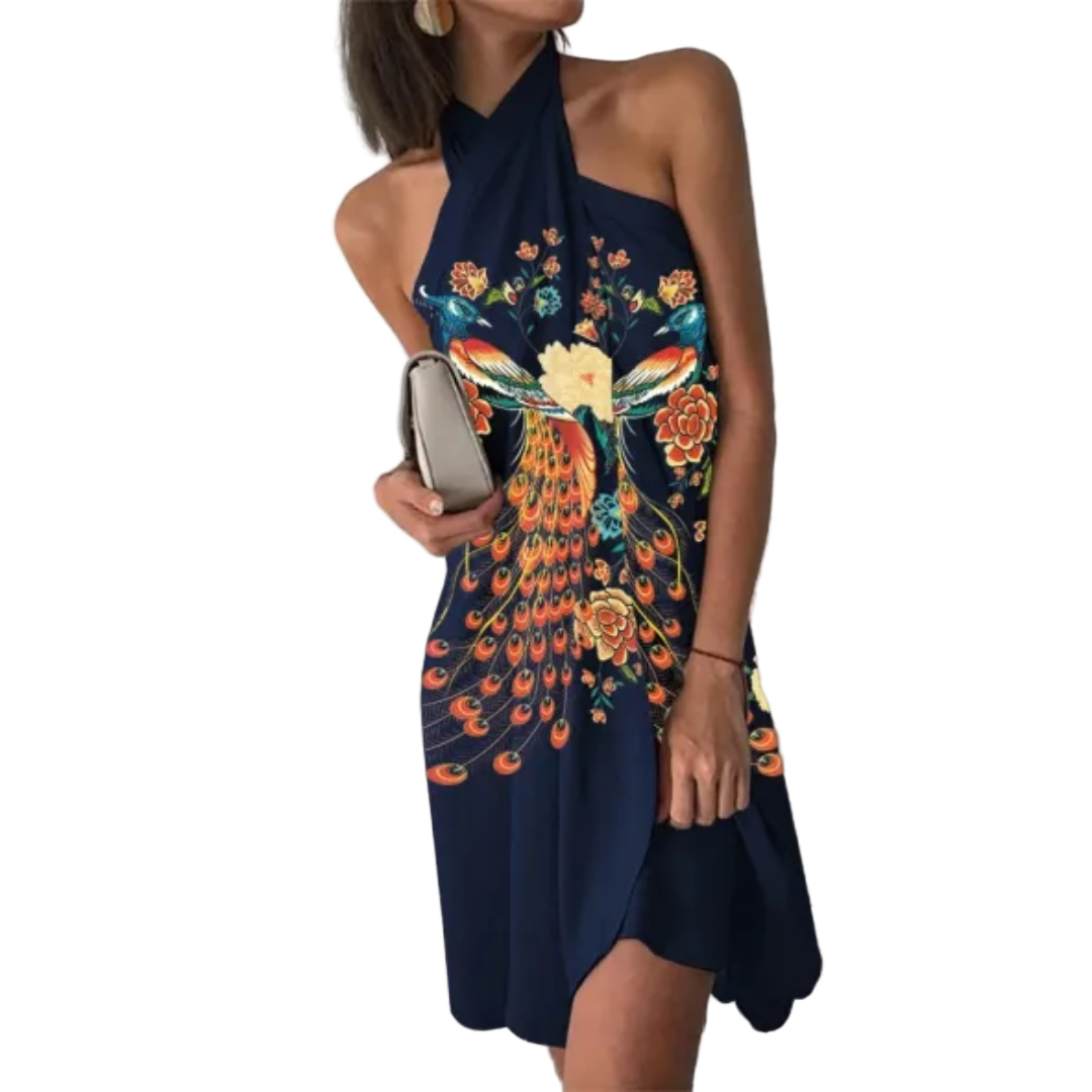Chic damklänning för sommarstil. Elegant men avslappnad kort klänning, perfekt för vardag och fest med optimal komfort.