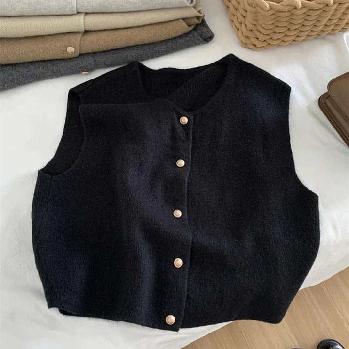 Trendig kvinnors knäppväst, ärmlös vardagsmodell perfekt som vår- och sommarkläder. Chic och komfortabel stil.