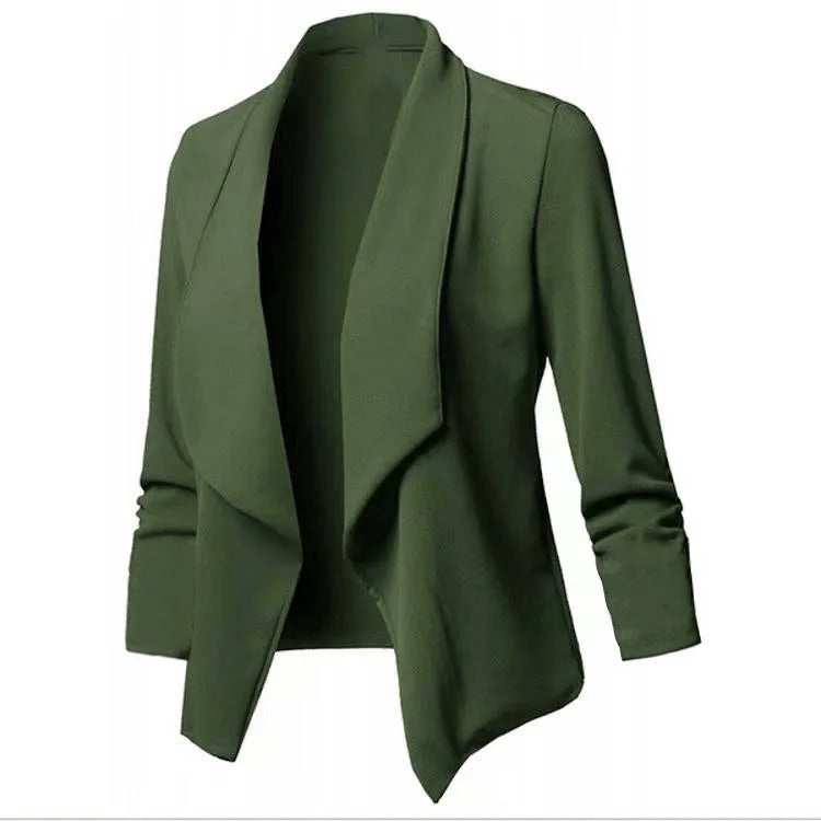 Elegant öppen blazer, fullängd med hög stretch, idealisk för en sofistikerad stil och komfort.