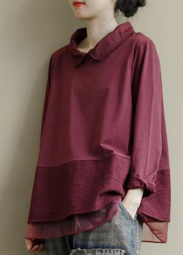 Bekväm dam baggy skjorta i patchwork-design. Perfekt avslappnad vardagsstil för kvinnor, vår & sommar.