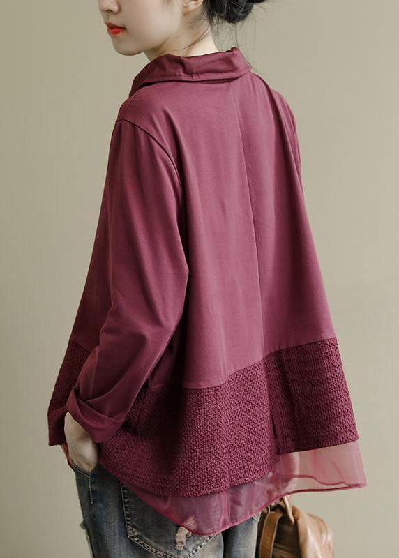 Unik långärmad patchwork skjorta för dam. Baggy passform ger avslappnad och modern stil.