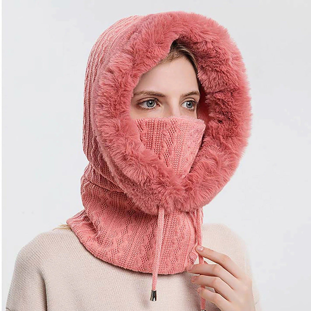 Vinterset för dam med balaklava och halsvärmare, en mångsidig damaccessoar för kyla och mode.