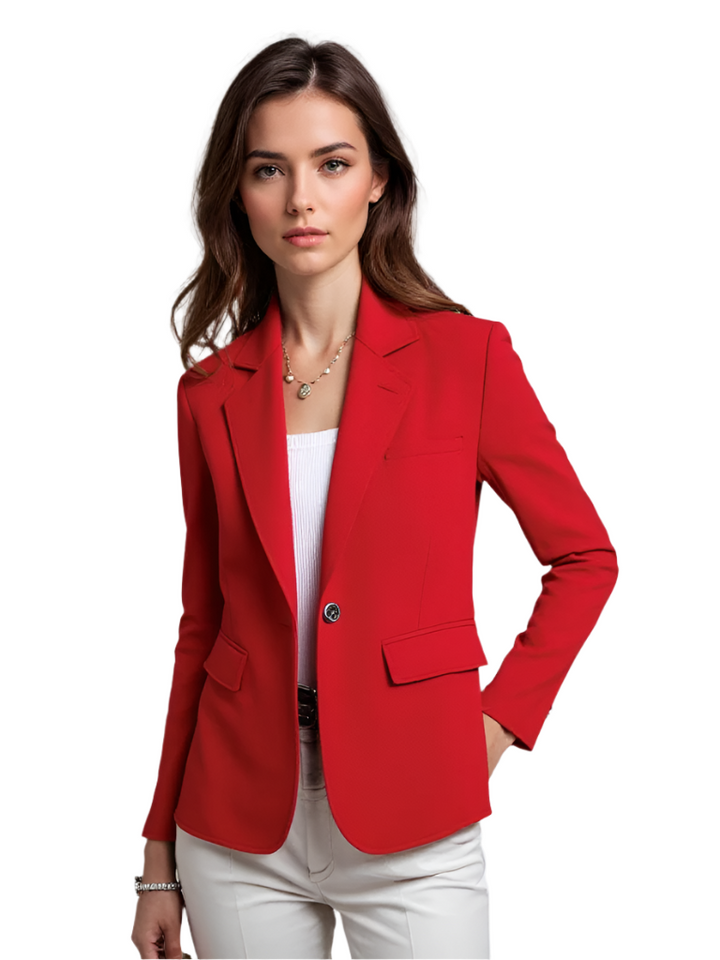 Dam blazer i modern passform med praktiska fickor, perfekt för kontoret och vardagsstil. Mångsidig kavaj.