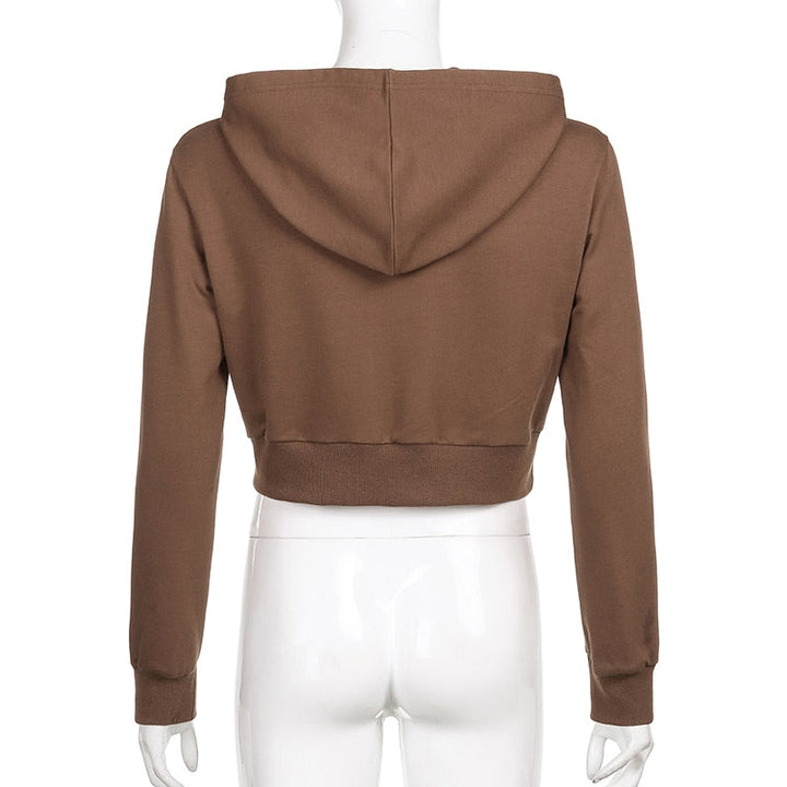 Vardags- och träningshoodie för dam, croppad med dragkedja, slim fit. Mjuk och bekväm.
