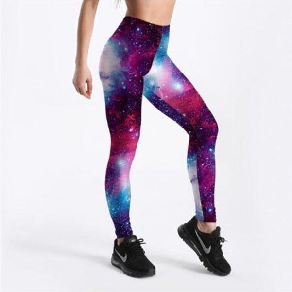 Unika damleggings med livfullt 3D-galaxmönster, högmidja och bekväm passform för kvinnor.