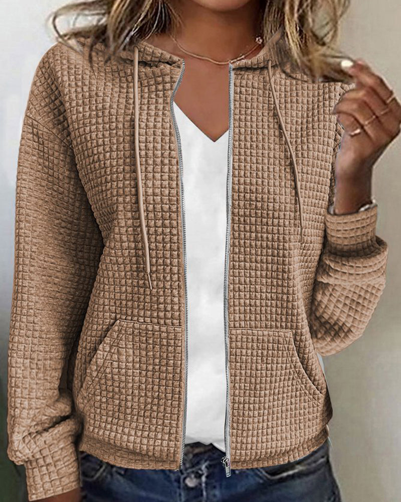 Elegant och bekväm dam hoodie väst med våffelstruktur, perfekt för alla casual tillfällen.