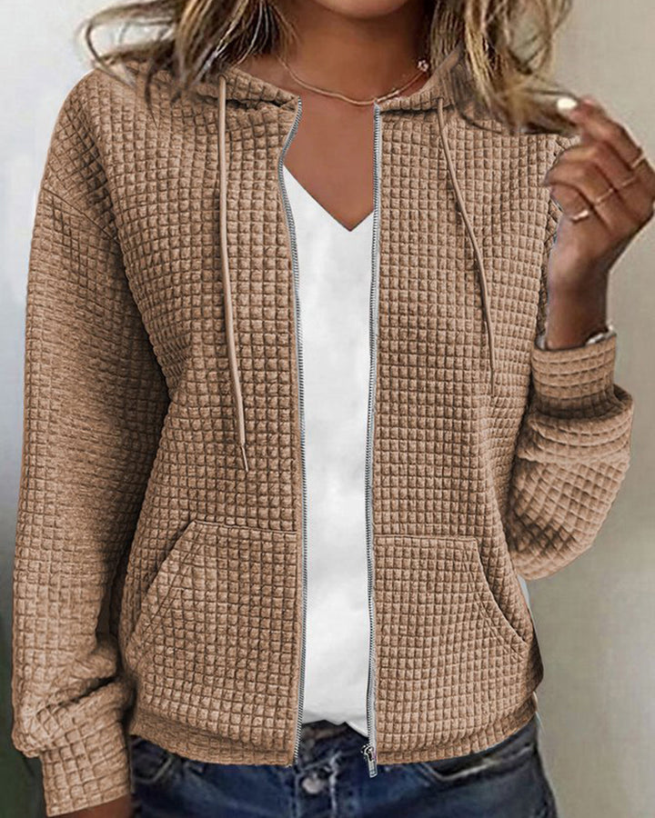 Elegant och bekväm dam hoodie väst med våffelstruktur, perfekt för alla casual tillfällen.