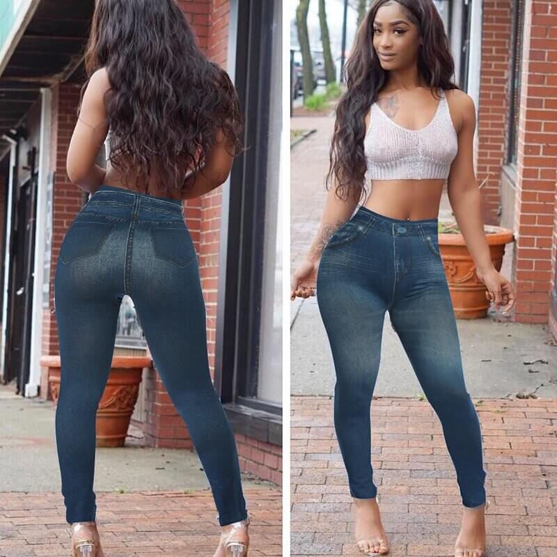 Dammode: jeans leggings med hög midja, ljusare tvätt, mångsidiga och trendiga.