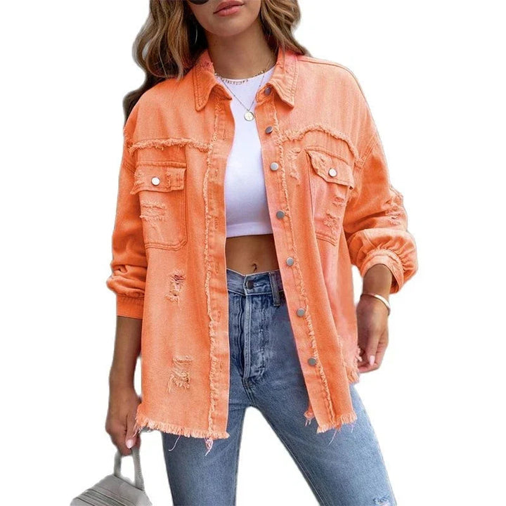 Bekväm damjacka i denim, bohemisk stil. Perfekt för avslappnade vårdagar och sommarkvällar.