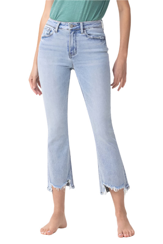 Dam kick flare jeans i ljus denim med hög midja, perfekt för vardagsstil