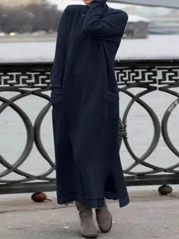 Mångsidig långärmad maxiklänning dam. Perfekt för bekväm vardagsstil, avslappnad men ändå elegant höstklänning.