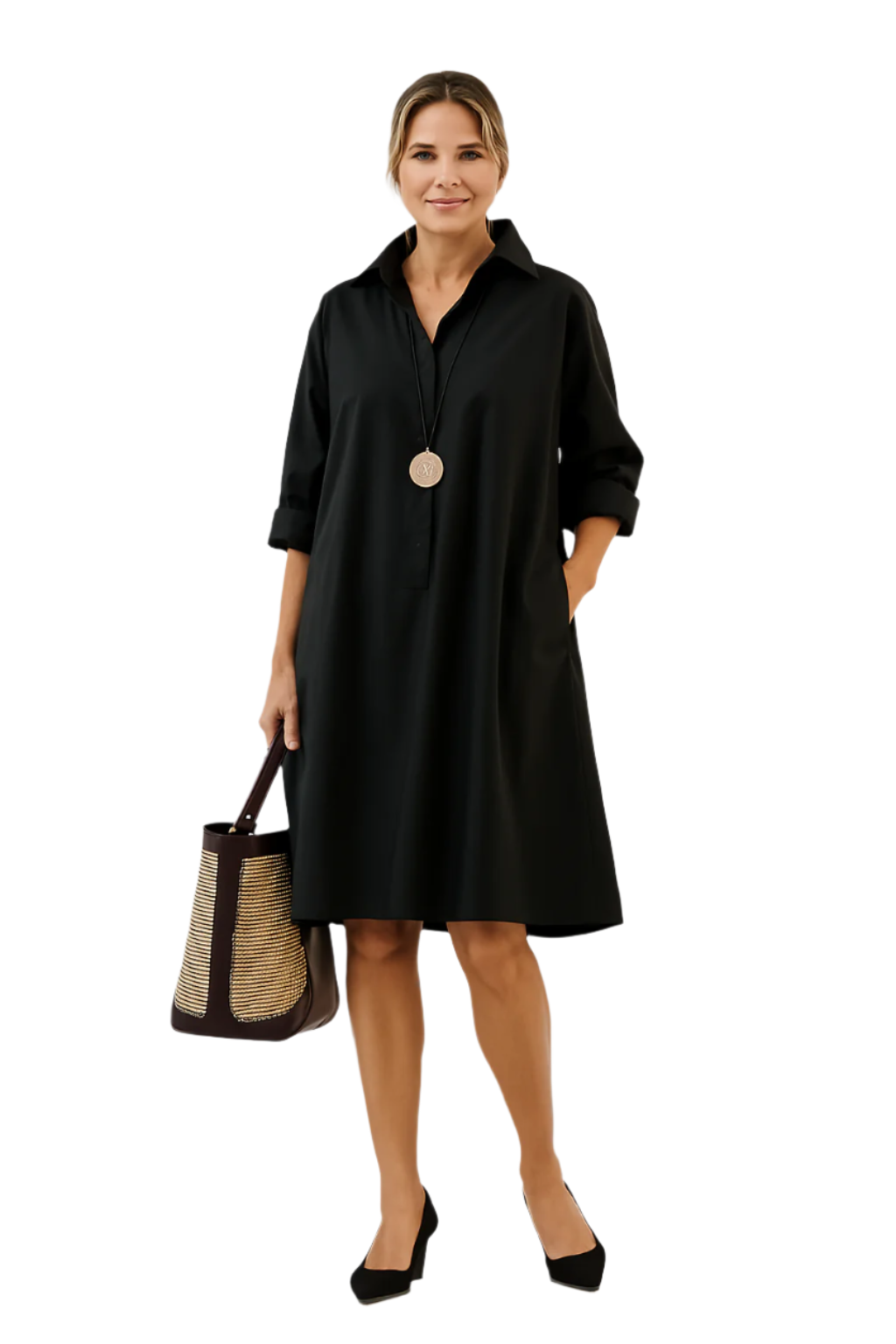 Dam oversize skjortklänning i bomull, tidlös design för ledig och elegant stil, perfekt för vardag.