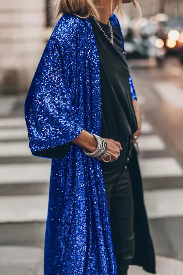 Elegant paljettväst för dam, ett chic ytterplagg som ger glamour till alla outfits. Perfekt för kvinnor.
