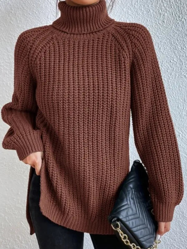 Elegant dam polotröja med raglanärmar. Långärmad, lös passform, perfekt för jobbet.