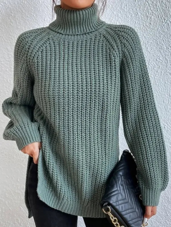 Höstkläder: Elegant dam polotröja med raglanärmar för en stilren & bekväm look.