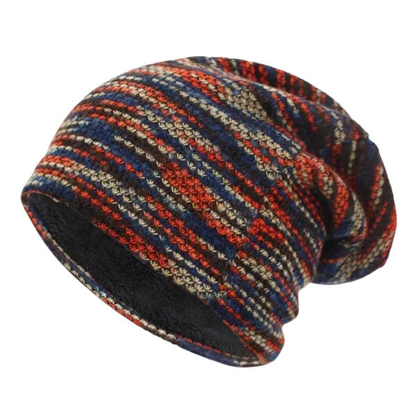 Dam randig vintermössa i varm fleece. Perfekt för kalla dagar, mysig & stilren.