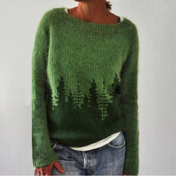 Elegant dam retro pullover med klassisk design. Stilren och figursydd damtröja för höst- & vintermode.