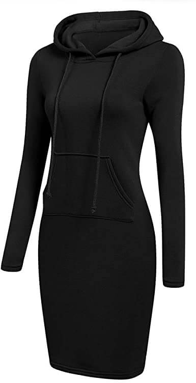 Mysig elegant dam huvtröjeklänning i slim fit, knälång vardagsklänning för höst/vinter.