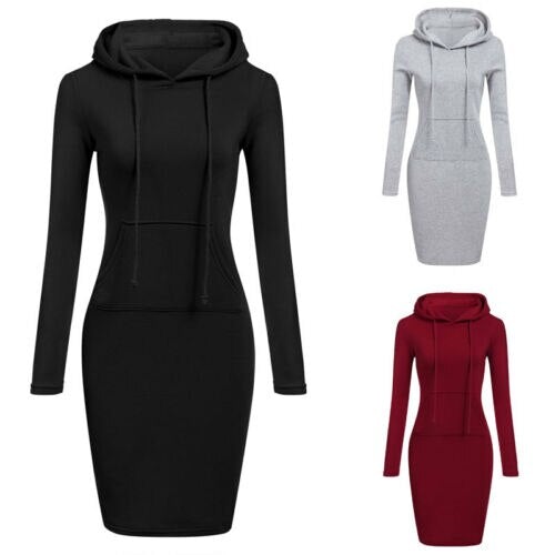 Elegant & avslappnad dam huvtröjeklänning i slim fit, perfekt för alla dagar. Modernt mode.