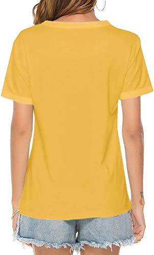 Modern Dam Solros T-shirt för sommar. Kortärmad vardagstopp med bekväm passform & glatt solrostryck.