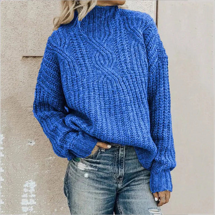 Bekväm stickad damtröja med rundhals, mysig för kalla dagar. Idealisk för en varm höstoutfit.