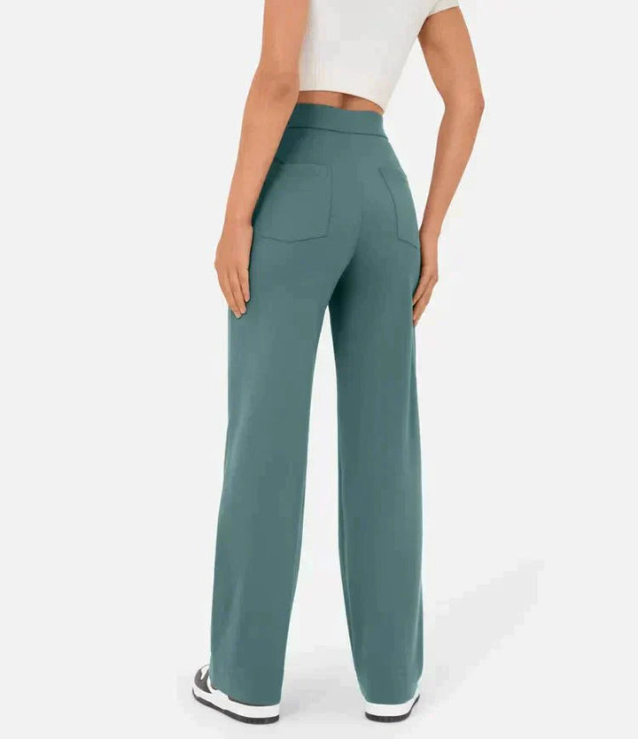 Eleganta dam stretchbyxor med hög midja, erbjuder både stil och komfort.
