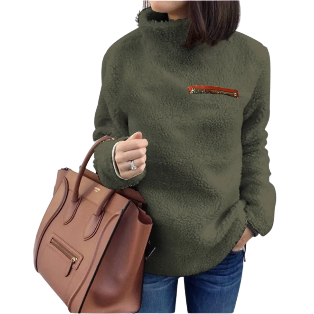 Dam supermjuk sköldpaddshalsad pullover i enfärgad design. Varm & stilren vintertröja för kvinnor.