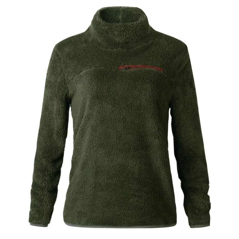 Mysig enfärgad damtröja. Långärmad pullover med sköldpaddshals, perfekt för avkoppling hemma.
