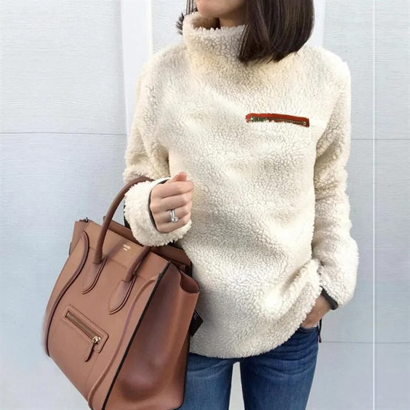 Bekväm damtröja med sköldpaddshals. Supermjuk långärmad pullover perfekt för höst & vinter.