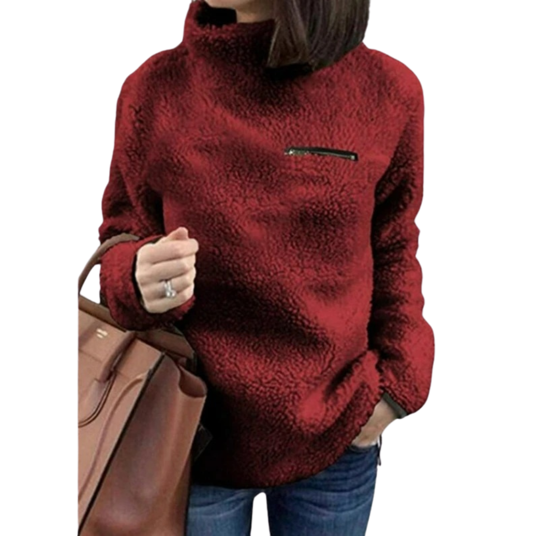 Supermjuk kvinnopullover med hög hals. Varm & bekväm tröja för höst- och vintermode.