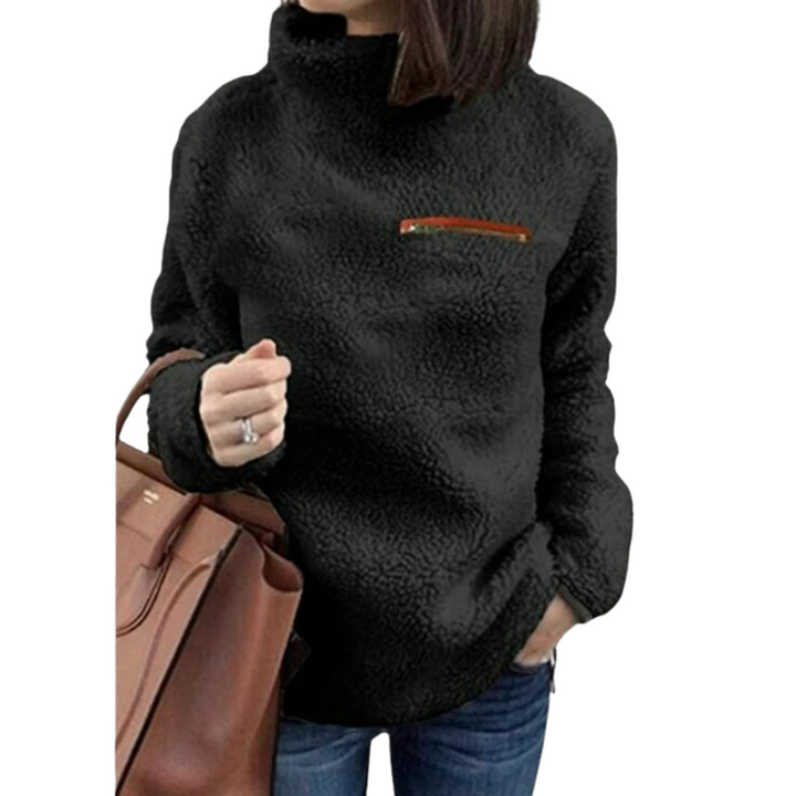 Avslappnad långärmad damtröja. Sköldpaddshalsad pullover, mysig & varm för kyligt väder.