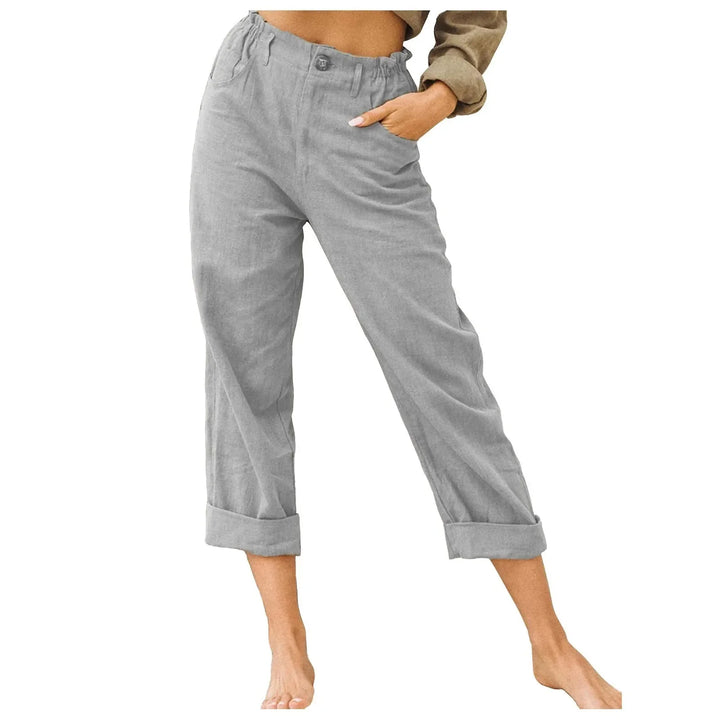 Breda byxor för kvinnor med fickor, hög midja och vida, bekväma ben idealiska för yoga.