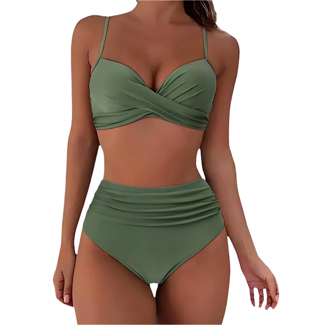 Damernas bikini set med hög midja, modern sommarstil för strand & pool.