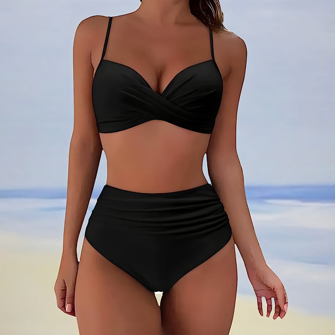 Kvinnors hög midja bikini i stilren design, perfekt för strandkläder & badmode.