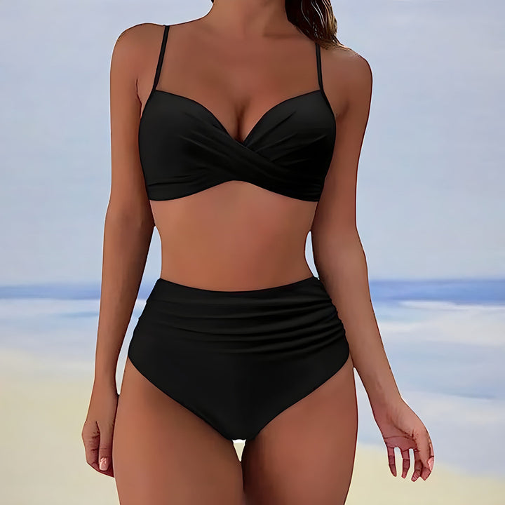 Kvinnors hög midja bikini i stilren design, perfekt för strandkläder & badmode.