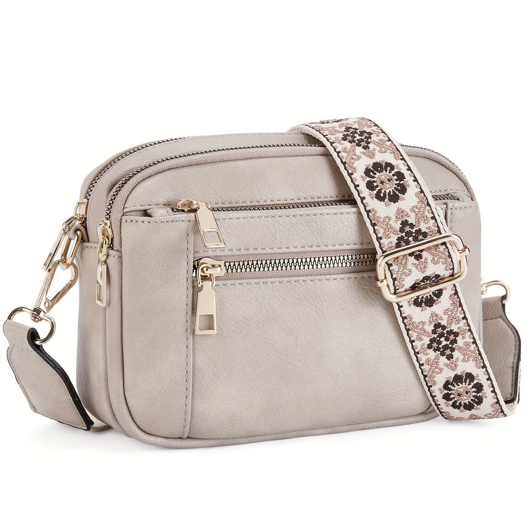Vintageinspirerad damväska i pu-läder, brun crossbody för kvinnor, perfekt vardagsväska.