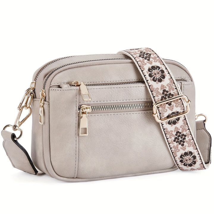 Vintageinspirerad damväska i pu-läder, brun crossbody för kvinnor, perfekt vardagsväska.