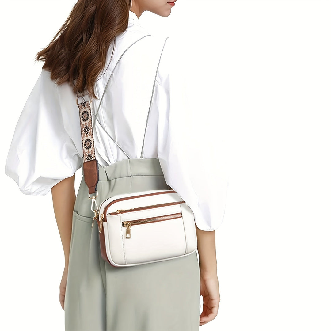 Elegant veganvänlig crossbody-väska för damer i pu-läder, brun, vintageinspirerad handväska.