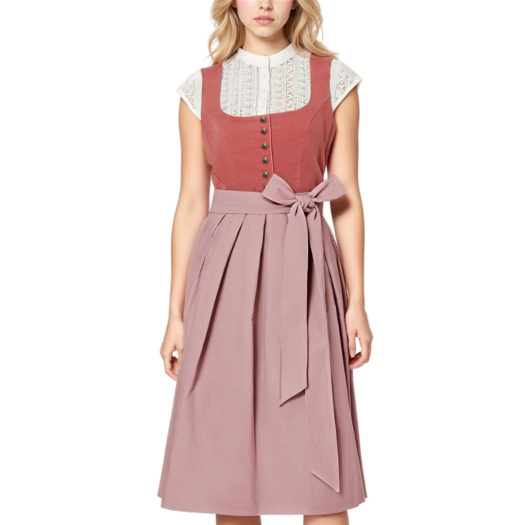 Damernas eleganta dirndlklänning med schürze, perfekt för Oktoberfest och traditionella fester.