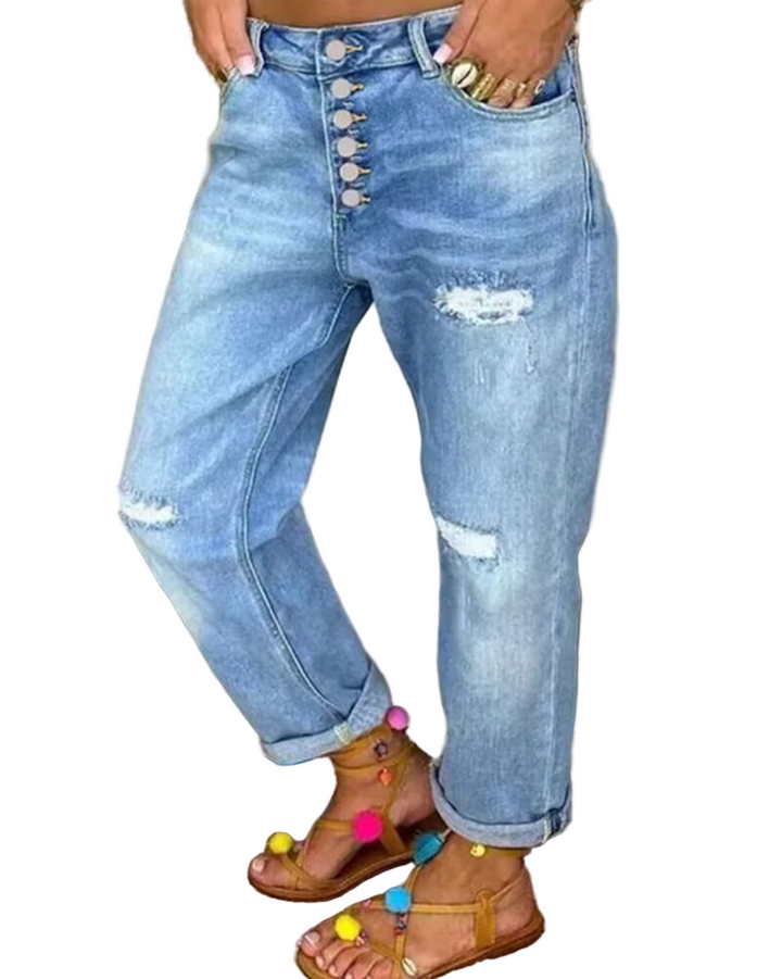 Damjeans med hög midja i klassisk design, snygga och bekväma för vardagsbruk. Slitstarka jeans.