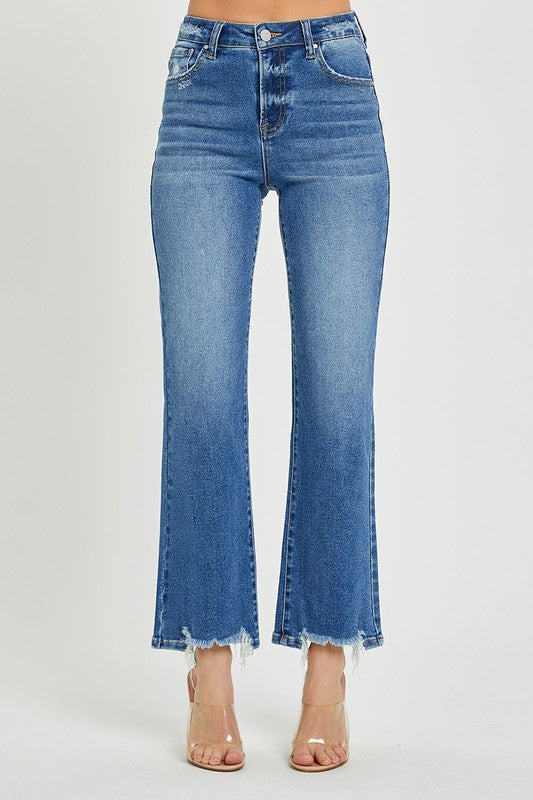 Stilrena damjeans i mörk denim, hög midja & raka ben, idealiska för en tidlös look.