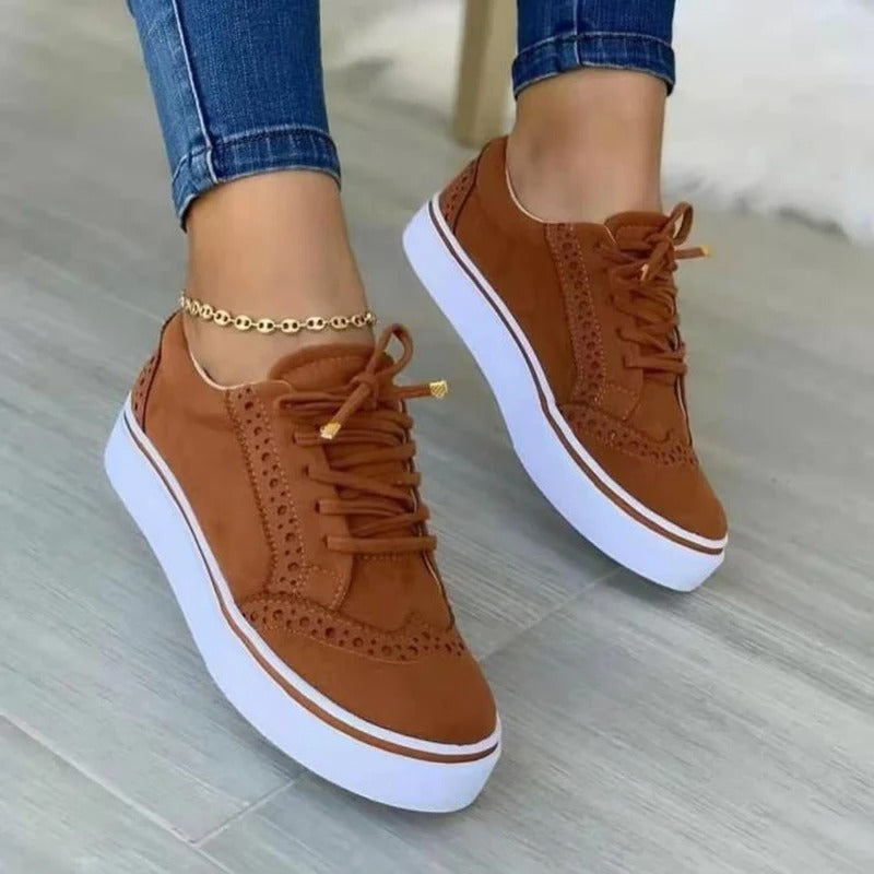 Trendiga beige lågtoppssneakers för dam, mångsidiga och snygga fritidsskor