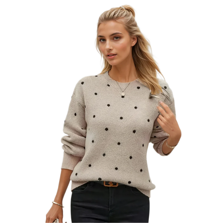 Damtröja med polka dots, en bekväm och chic pullover för vardagsstil. Perfekt höstmode.
